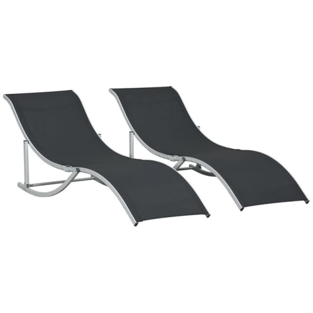 Outsunny 2pk Zero Gravity Lounge Chair Recliners - Black 84B-540BK
