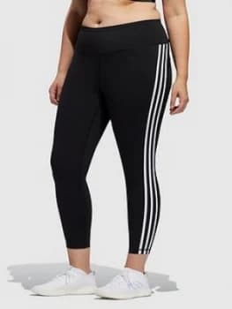 Adidas Believe This 3 Stripe 7/8 Leggings (Plus Size) - Black