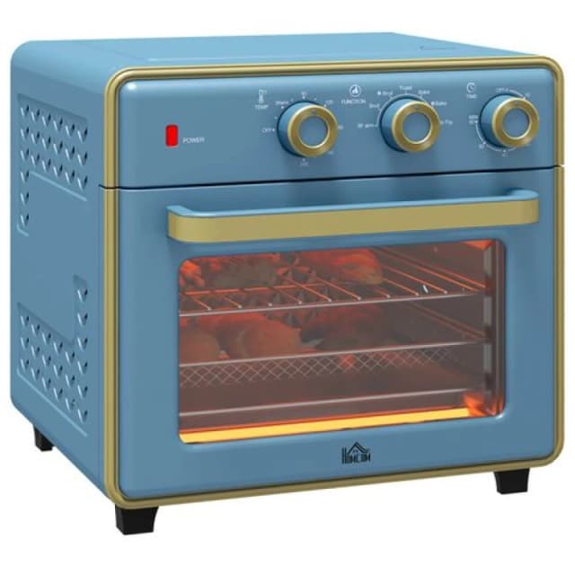 HOMCOM 20L Mini Oven with Adjustable Temperature, 60 Min Time 1400W, Blue Blue