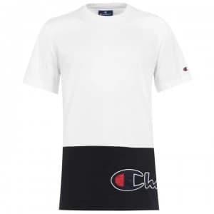 Champion Cut and Sew T Shirt - WHT/NBK