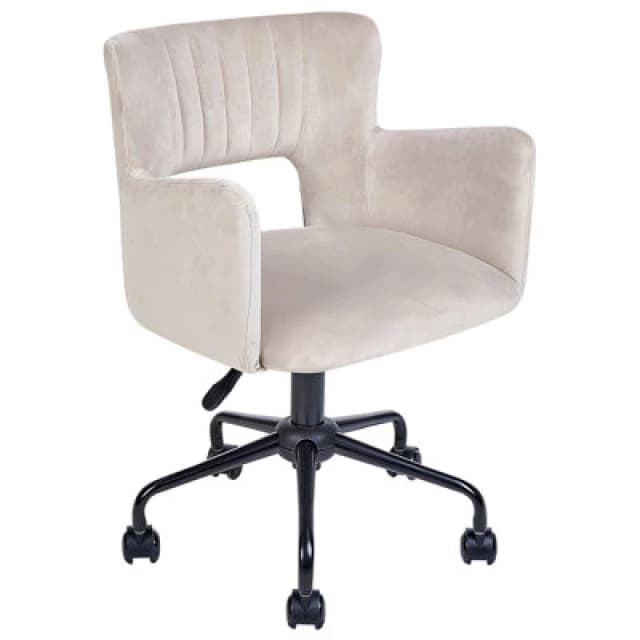 Beliani Desk Chair Sanilac Ii Velvet Taupe