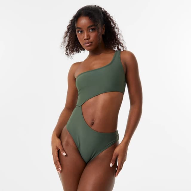 Jack Wills One Shoulder Cut Out Swimsuit - Green Green 8
