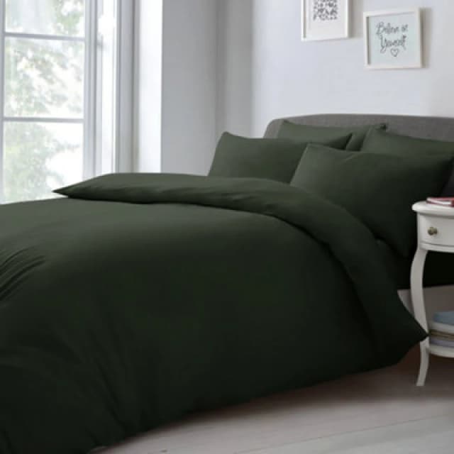 Velosso Chic Microfibre Duvet Cover & Pillowcase Set with Button Closure in Olive Size: King Olive Unisex King