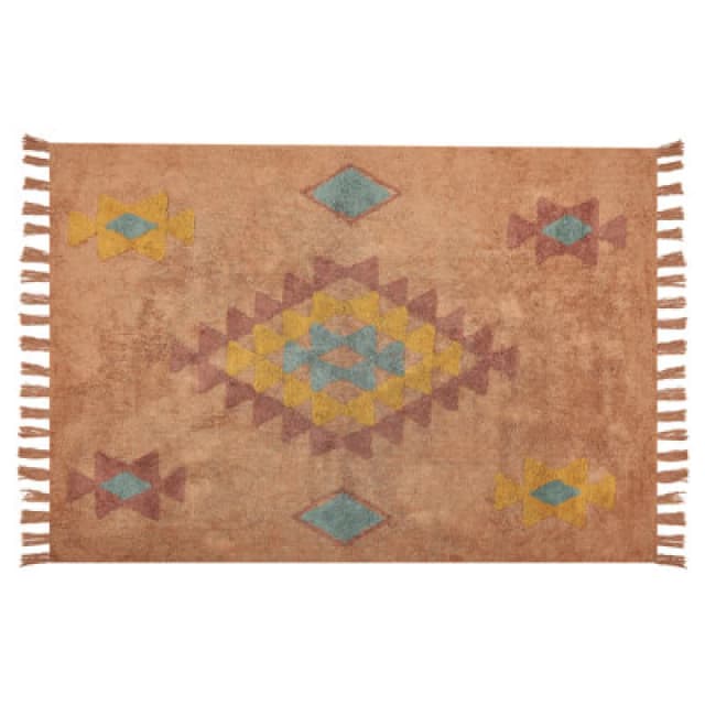 Beliani Rug Igdir Orange 140 X 200 Cm Cotton