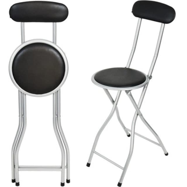 Gr8 Home Folding Bar Stool Kitchen Breakfast Padded High Back Chair Black unisex