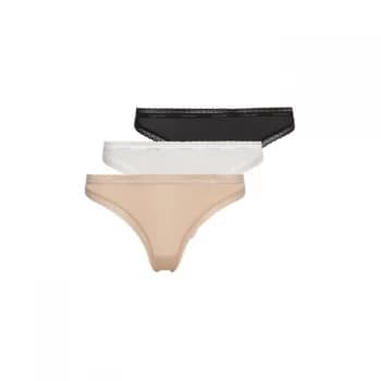 Calvin Klein THONG 3PK - Black/Wht/Honey
