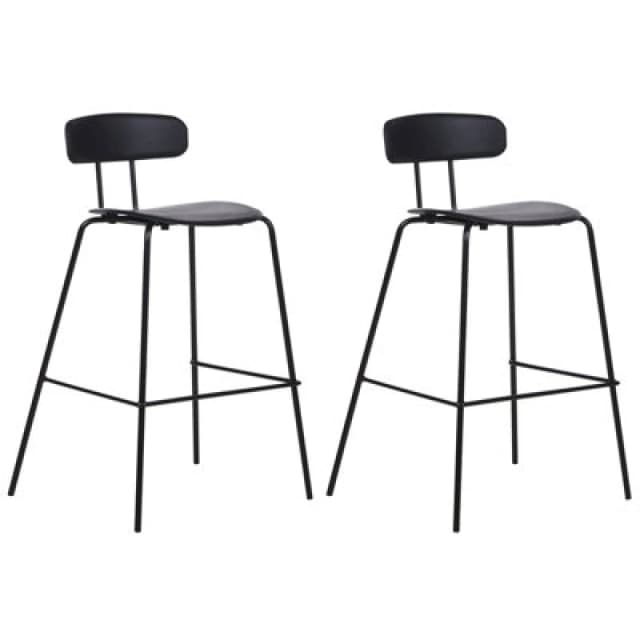 Beliani Set Of 2 Bar Chairs Sibley Black