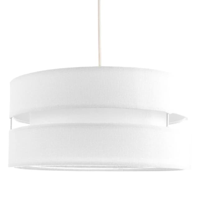 Happy Homewares Contemporary Linen Fabric Triple Tier Ceiling Pendant Light Shade in White Size: 14" White Unisex 14"