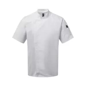 Premier Unisex Adults Chefs Zip-Close Short Sleeve Jacket (M) (White)