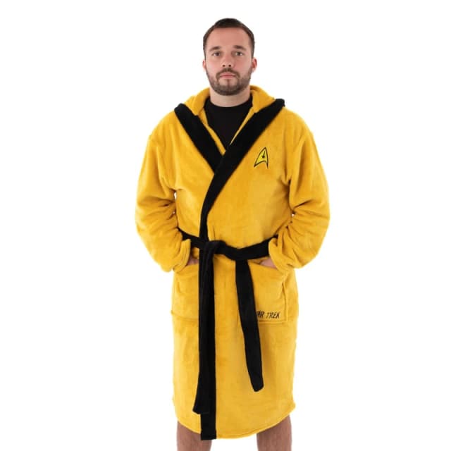 Star Trek Star Trek Men Hooded Bathrobe in Yellow Size: Small Yellow S Male 5063203011230