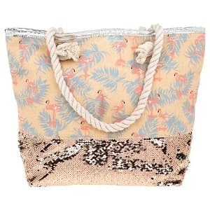Flamingo Gold Sequins Tote Bag