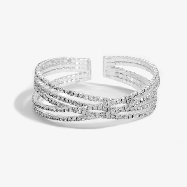 Jon Richard Silver Plated Crystal Cross Over Cuff Bracelet Jewellery Sets One Size Silver 70981411000