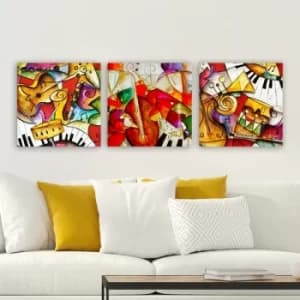 3P10478 Multicolor Decorative Canvas Painting (3 Pieces)