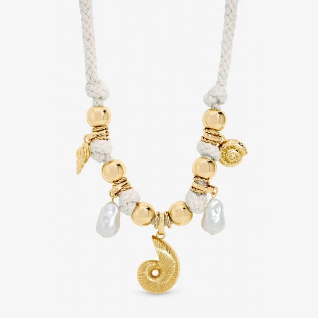 Mood Gold Plated Statement Rope Shell Necklace Statement Necklaces One Size Gold 40063410000