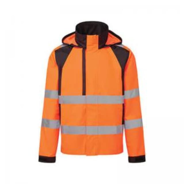 Portwest WX2 Eco Hi Vis Waterproof Rain Jacket CD860OBRXXL Colour: Orange / Black