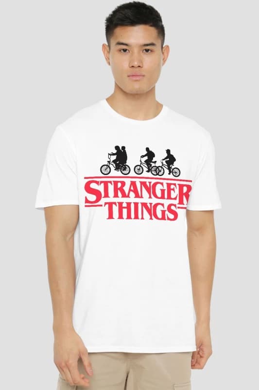Stranger Things Stranger Things Silhouette Bike Logo T-Shirt White White