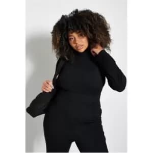 I Saw It First Plus Size Structured Rib Long Sleeve Roll Neck Bodysuit - Black