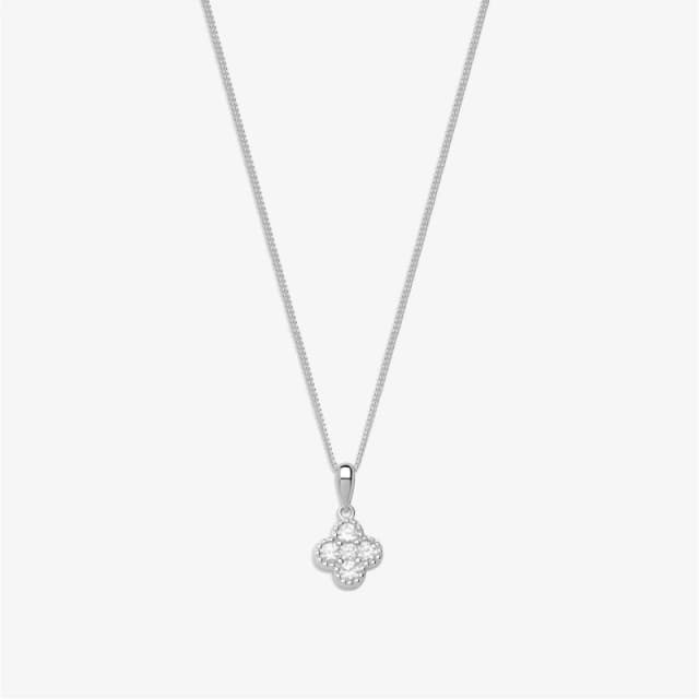 Simply Silver Sterling Silver 925 Cubic Zirconia Fine Clover Pendant Silver