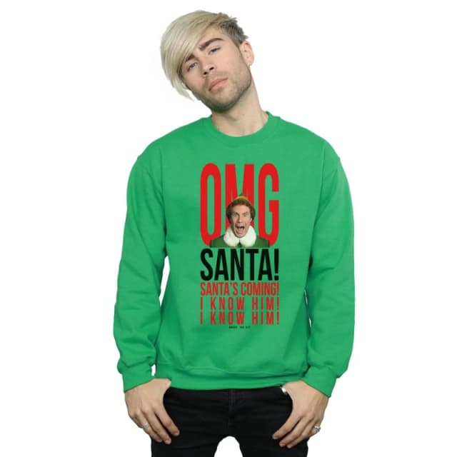 Elf Elf Men OMG Santa I Know Him Sweatshirt in Green Size: Small Green S Male 5057981618545