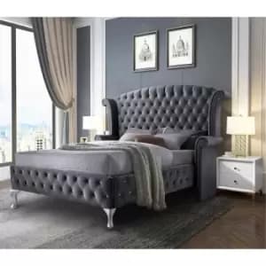 President Upholstered Beds - Plush Velvet, King Size Frame, Steel - Steel