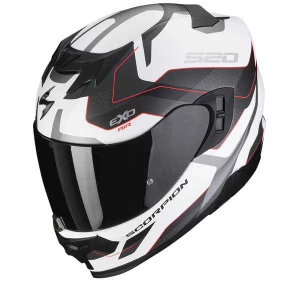 Scorpion Exo-520 Evo Air Elan Matt White-Silver-Red Full Face Helmet L
