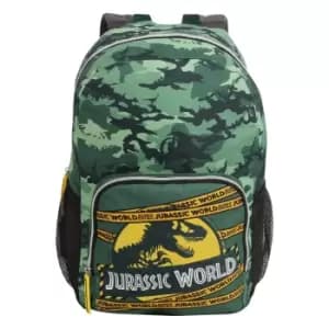 Jurassic World Boys Camo Logo Backpack (One Size) (Forest Green/Yellow)