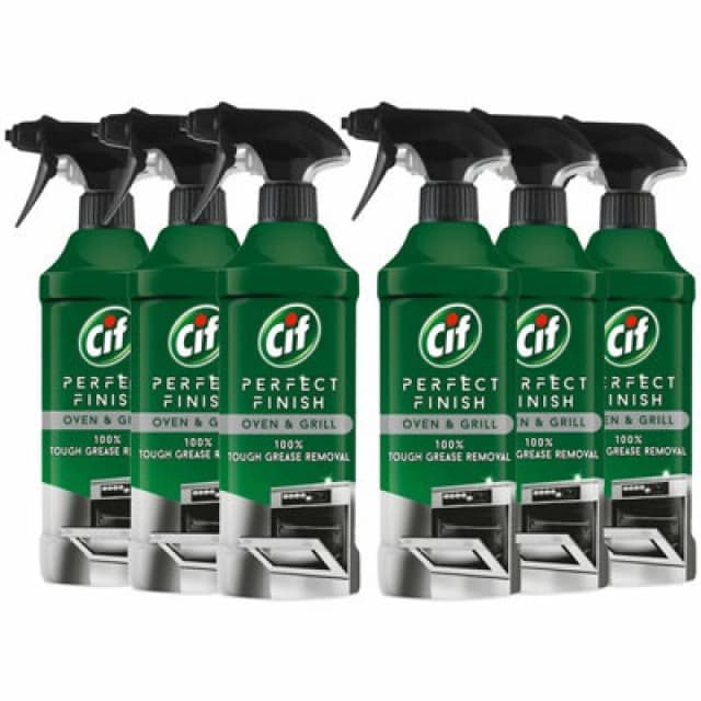 Cif Perfect Finish Oven & Grill 100% Grease Removal Spray 435Ml, 6Pk