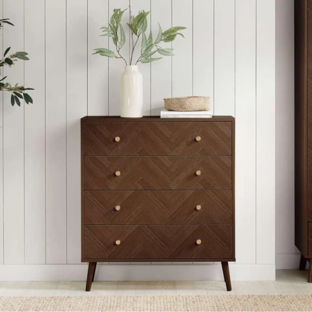 Birlea Herringford Walnut 4 Drawer Chest of Drawers