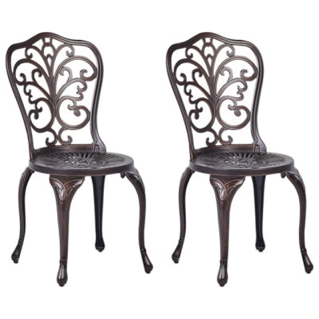 Beliani Set Of 2 Garden Chairs Triora Metal Brown