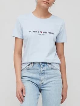 Tommy Hilfiger 100% Organic Cotton Logo T-Shirt - Light Blue Size XS, Women