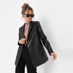 Missguided Faux Leather Blazer - Black