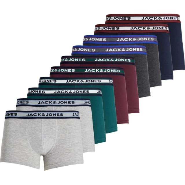 Jack and Jones Solid Mens 10-Pack Boxer Trunks - Multi Multi S