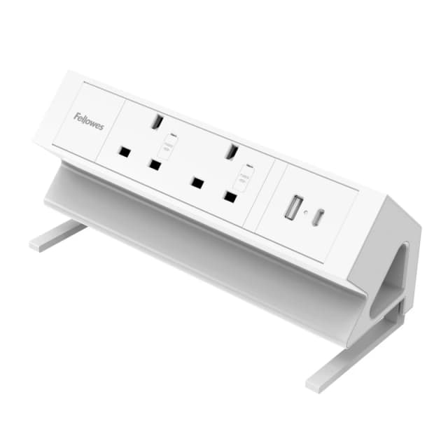 FELLOWES Power Desk 2 Extension Lead with USB 2 m, White 043859806805