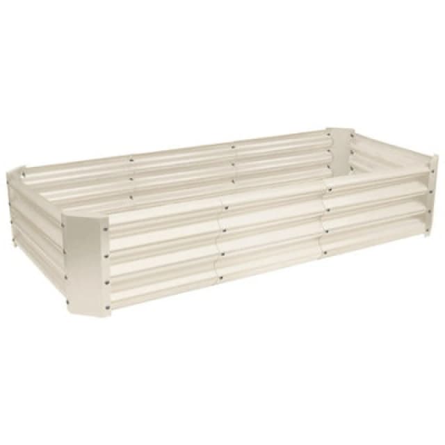 Harbour Housewares Rectangle Galvanised Steel Outdoor Raised Garden Bed Planter Large - 180Cm X 90Cm - Ivory