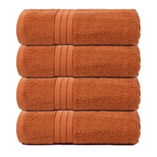 OHS OHS 4 Pack of 100% Cotton Bathroom Bath Towel in Burnt Orange Burnt Orange Bath Towel Unisex 5027434202584