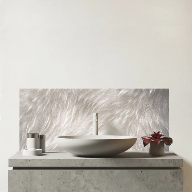 Warren Reed - Designer Polar Bear Fur Print Glass Bathroom Splashback in White White Unisex