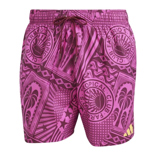 adidas adidas x FARM 3-Stripes Swim Shorts 5-Inch Mens Fuchia/Red male S