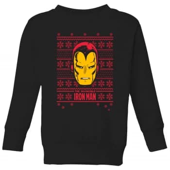 Marvel Iron Man Face Kids Christmas Sweatshirt - Black - 7-8 Years