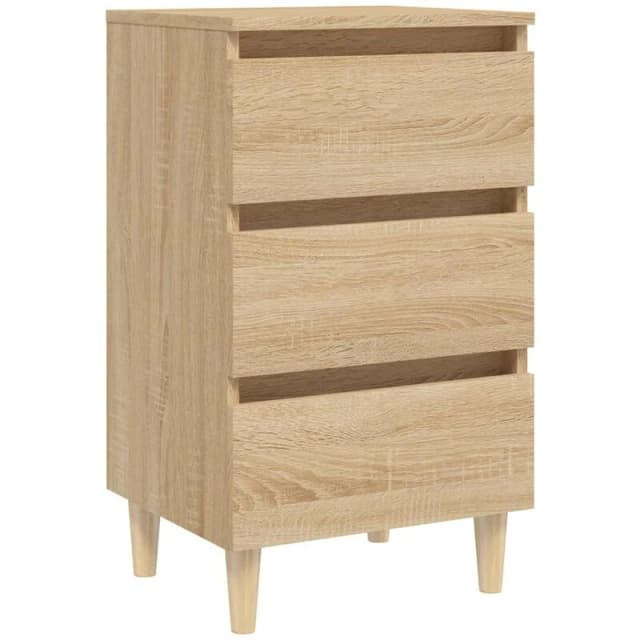 VIDAXL Bed Cabinet with Solid Wood Legs Sonoma Oak 40x35x69cm Vidaxl 8720286357026