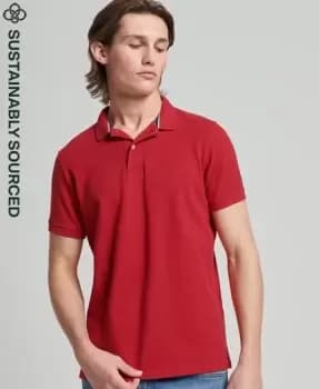 Superdry Mens Organic Cotton Classic Pique Polo Shirt Red / Rouge Red - Size: L