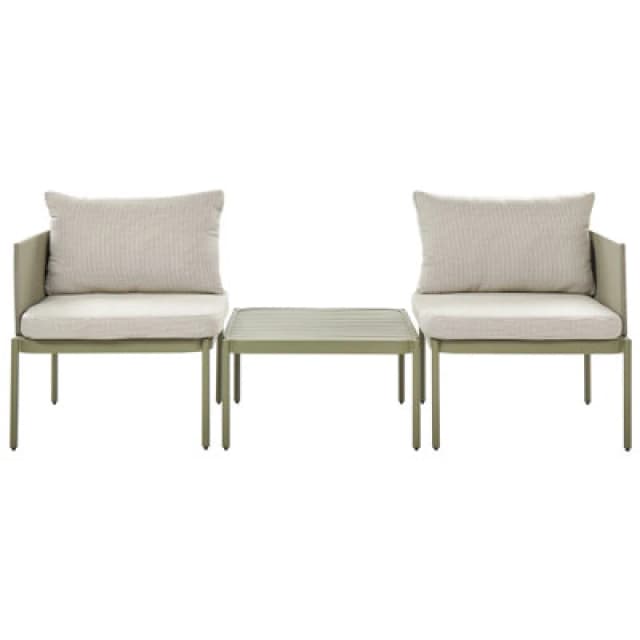 Beliani Garden Lounge Set With Table 2 Seater Terracina Metal Olive Green