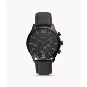 Fossil Mens Fenmore Midsize Multifunction Leather Watch - Black