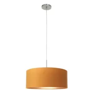 Sparkled Light Cylindrical Pendant Ceiling Light Brushed Steel, Velvet Gold