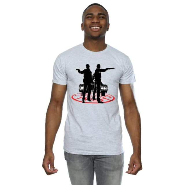 Supernatural Supernatural Men Sam And Dean Silhouette T-Shirt in Grey Size: Small Grey S Male 5057245668101