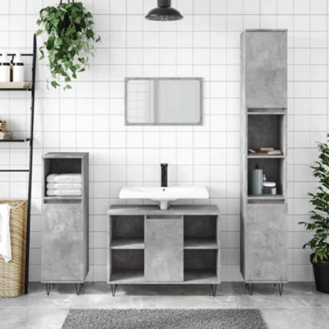 Vidaxl Bathroom Cabinet Concrete Grey 80X33X60 Cm Engineered Wood