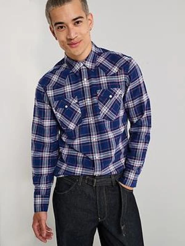 Levis Barstow Flannel Shirt Blue Checks Men S;M;L;XL