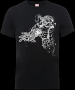 Marvel Avengers Assemble Iron Man Mono Sketch T-Shirt - Black