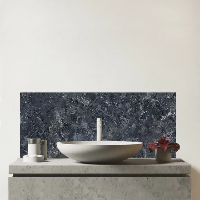 Warren Reed - Designer Luxury Slate Grey Quartz Effect Glass Bathroom Splashback Grey Unisex