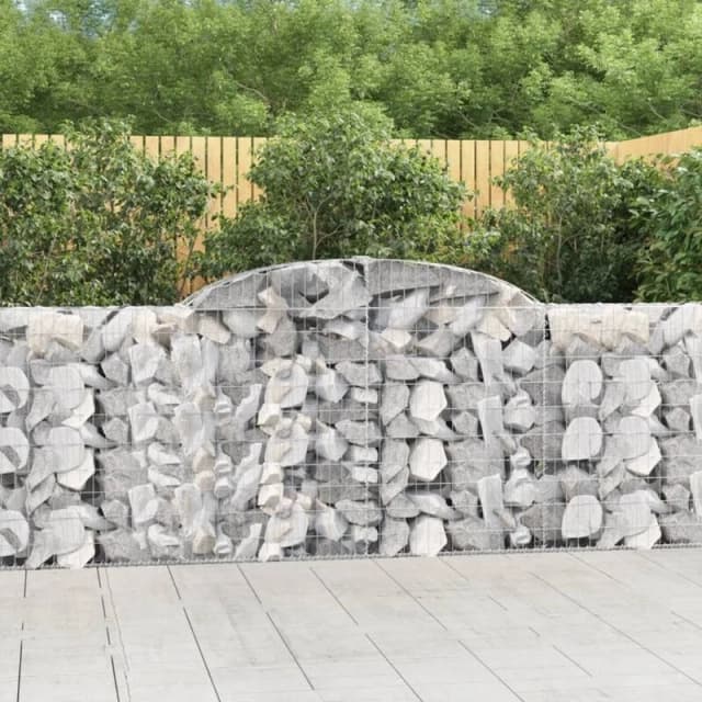 VIDAXL Arched Gabion Baskets 3 pcs 300x30x100/120cm Galvanised Iron Vidaxl 8720845571054