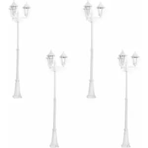 Loops - 4 pack IP44 Outdoor Bollard Light White Aluminium Lantern 3 Arm 60W E27 Post
